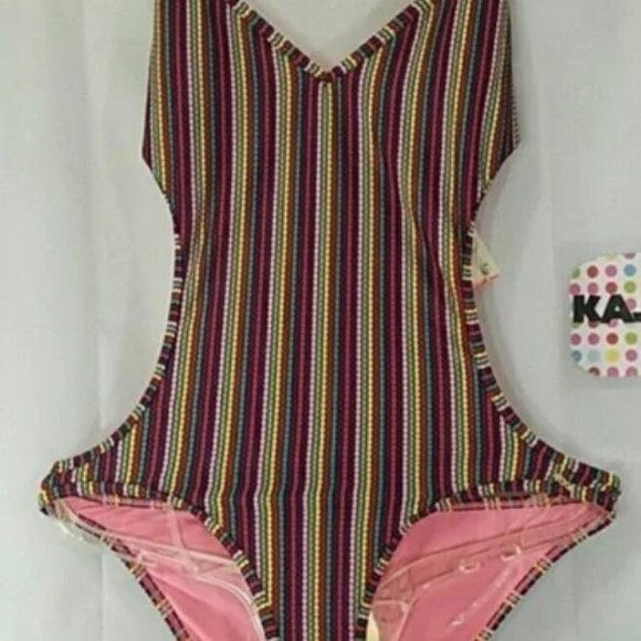 Striped ROXY Monokini Swimsuit NWT Size Large--sexy! - Picture 2 of 5